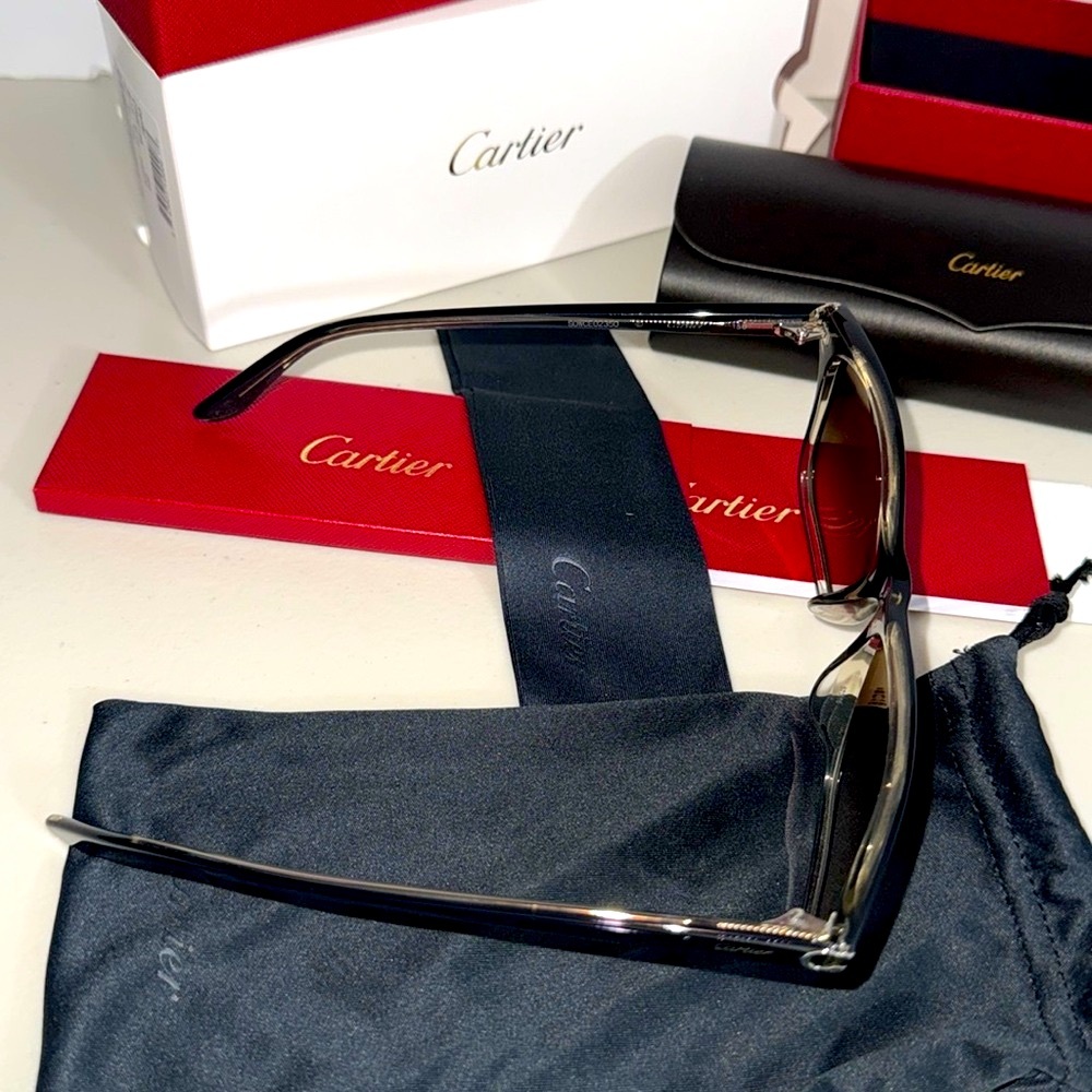 NEW Cartier Deep blue silver hardware Luxury Sunglasses 😎 signature authentic - Picture 7 of 14